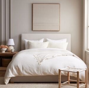 Quince Full/Queen Organic Airy Guaze Duvet Cover- Undyed